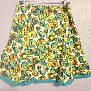 Boden Size 10R Floral Lined Flared Cotton Skirt